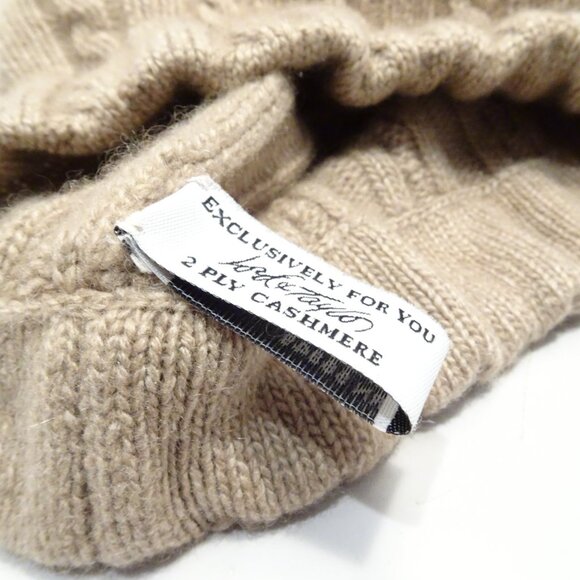 Lord & Taylor Tan Cashmere Beanie Cable Knit COZY - Picture 3 of 4